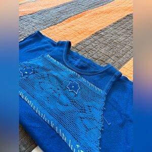 Free people Blue Lace Tank Top